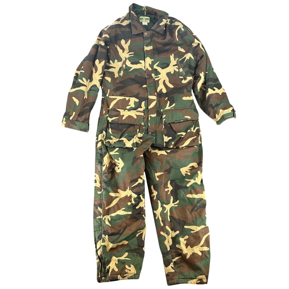 Game Winner Mens Camo Insulated Coveralls Woodland Camouflage‎ Hunting Suit L